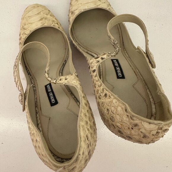 GIORGIO ARMANI Cream Snakeskin Mary Jane - Picture 8 of 10